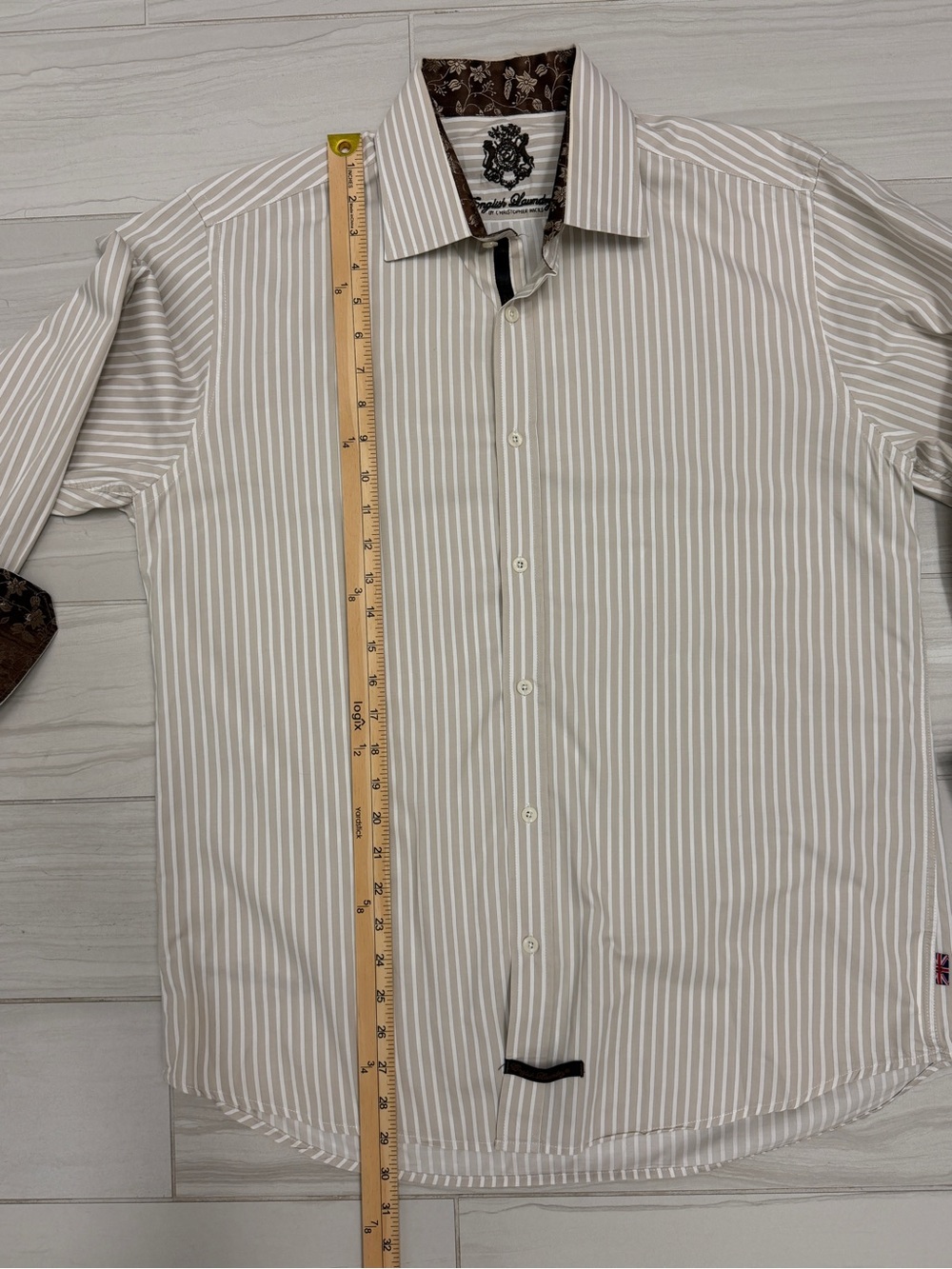 English Laundry Christopher Wicks Stripe Long Sleeve Dress Shirt 17 34/35 - Picture 11 of 15